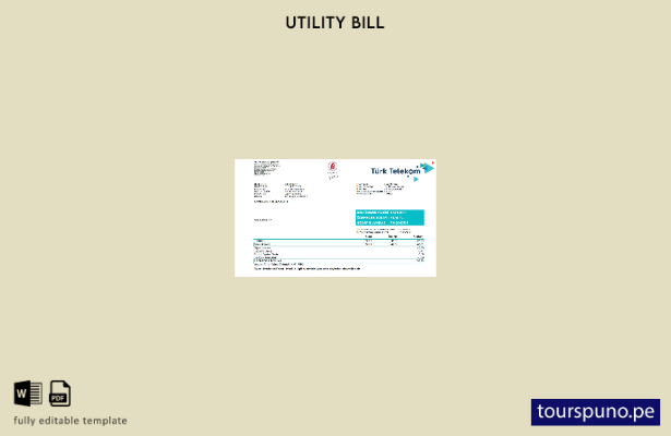 lista para imprimir plantilla de factura de servicios públicos de Turktelekom de